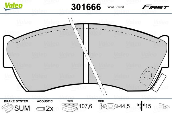 Obrázok Sada brzdových platničiek kotúčovej brzdy VALEO FIRST 301666