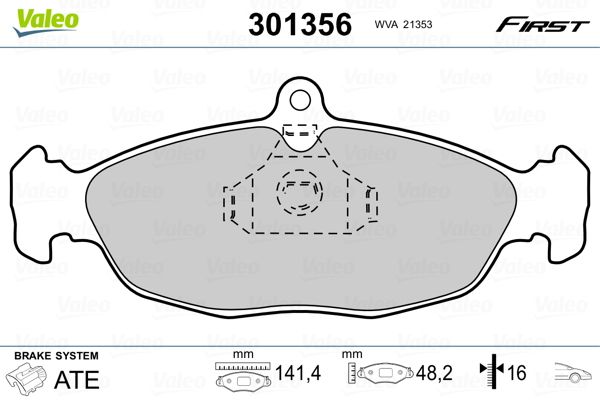 Obrázok Sada brzdových platničiek kotúčovej brzdy VALEO FIRST 301356