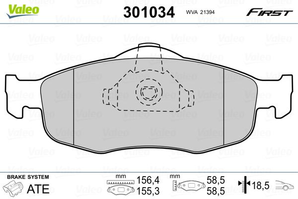 Obrázok Sada brzdových platničiek kotúčovej brzdy VALEO FIRST 301034