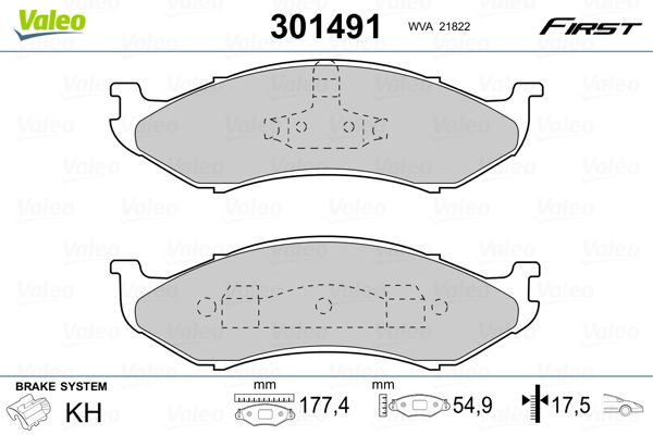 Obrázok Sada brzdových platničiek kotúčovej brzdy VALEO FIRST 301491