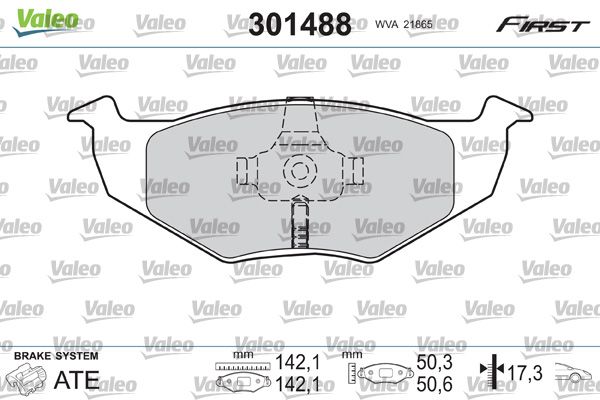 Obrázok Sada brzdových platničiek kotúčovej brzdy VALEO FIRST 301488