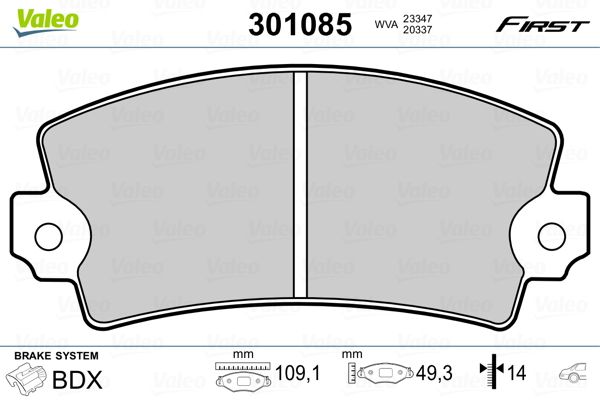 Obrázok Sada brzdových platničiek kotúčovej brzdy VALEO FIRST 301085