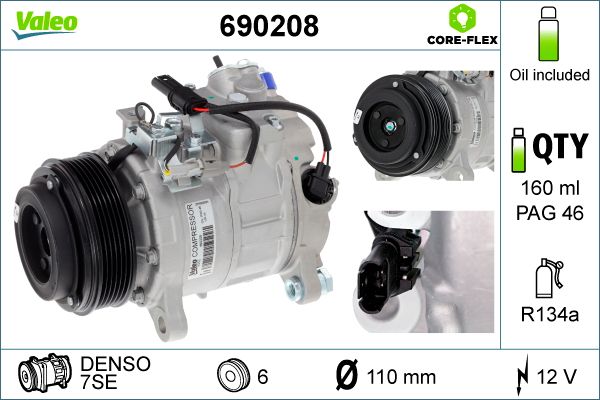 Obrázok Kompresor klimatizácie VALEO  CORE-FLEX 690208