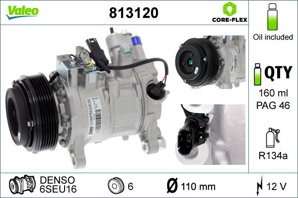 Obrázok Kompresor klimatizácie VALEO  CORE-FLEX 813120