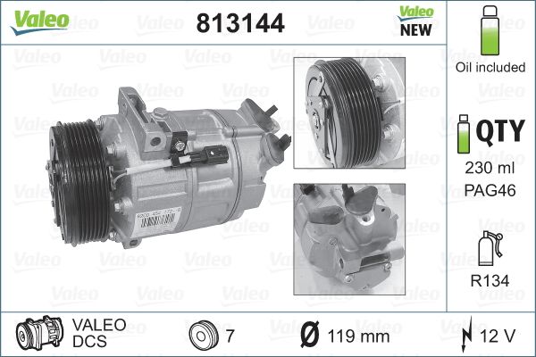 Obrázok Kompresor klimatizácie VALEO  ORIGINS NEW 813144