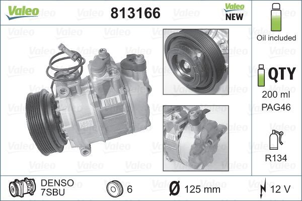 Obrázok Kompresor klimatizácie VALEO  CORE-FLEX 813166