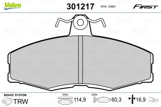 Obrázok Sada brzdových platničiek kotúčovej brzdy VALEO FIRST 301217