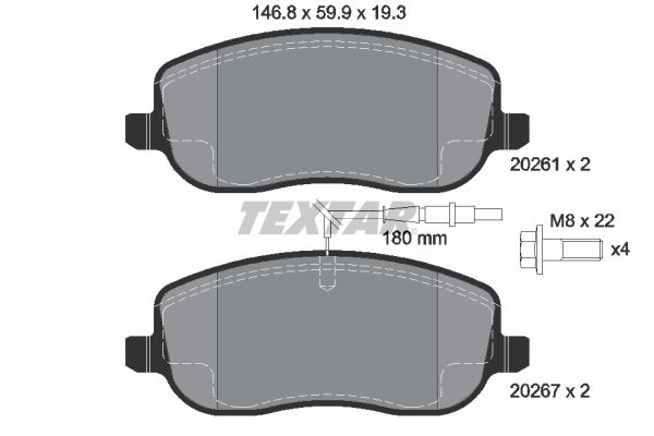 Obrázok Sada brzdových platničiek kotúčovej brzdy TEXTAR Q+ 2026101