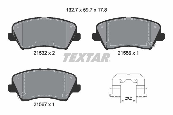 Obrázok Sada brzdových platničiek kotúčovej brzdy TEXTAR Q+ 2153201
