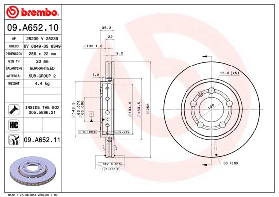 Obrázok Brzdový kotúč BREMBO COATED DISC LINE 09A65211