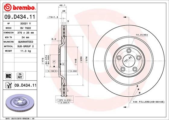 Obrázok Brzdový kotúč BREMBO COATED DISC LINE 09D43411