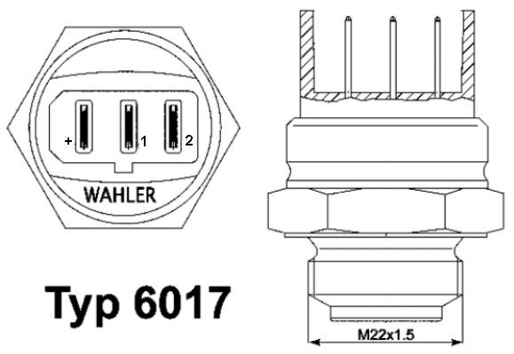 Obrázok Teplotný spínač ventilátora chladenia BorgWarner (Wahler)  601795D