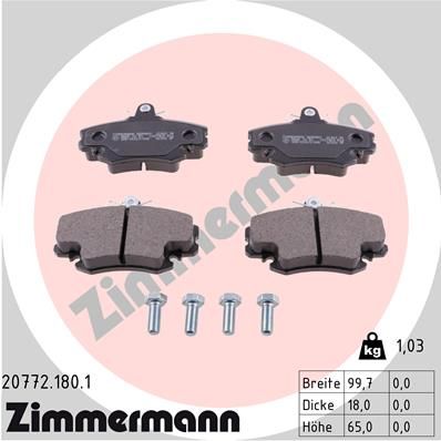 Obrázok Sada brzdových platničiek kotúčovej brzdy ZIMMERMANN  207721801