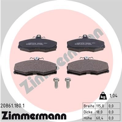 Obrázok Sada brzdových platničiek kotúčovej brzdy ZIMMERMANN  208611801