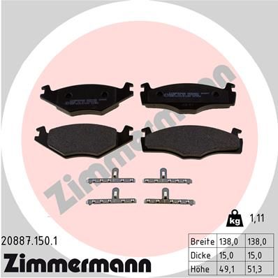 Obrázok Sada brzdových platničiek kotúčovej brzdy ZIMMERMANN  208871501
