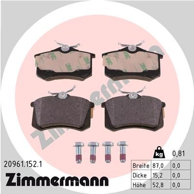 Obrázok Sada brzdových platničiek kotúčovej brzdy ZIMMERMANN  209611521