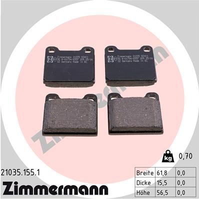 Obrázok Sada brzdových platničiek kotúčovej brzdy ZIMMERMANN  210351551