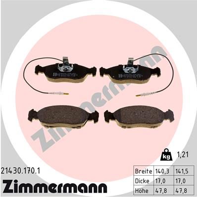 Obrázok Sada brzdových platničiek kotúčovej brzdy ZIMMERMANN  214301701