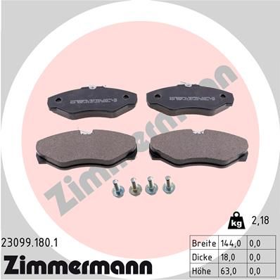 Obrázok Sada brzdových platničiek kotúčovej brzdy ZIMMERMANN  230991801