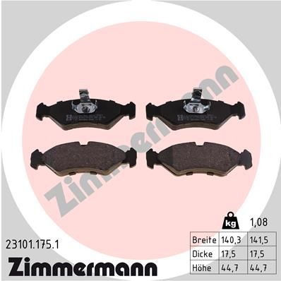 Obrázok Sada brzdových platničiek kotúčovej brzdy ZIMMERMANN  231011751