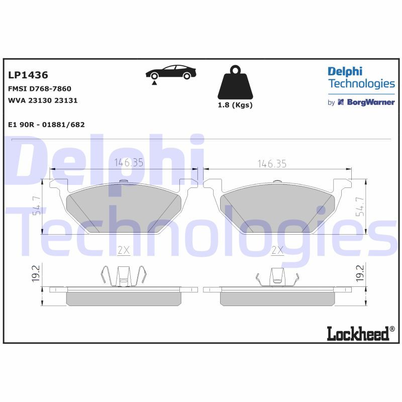 Obrázok Sada brzdových platničiek kotúčovej brzdy DELPHI  LP1436