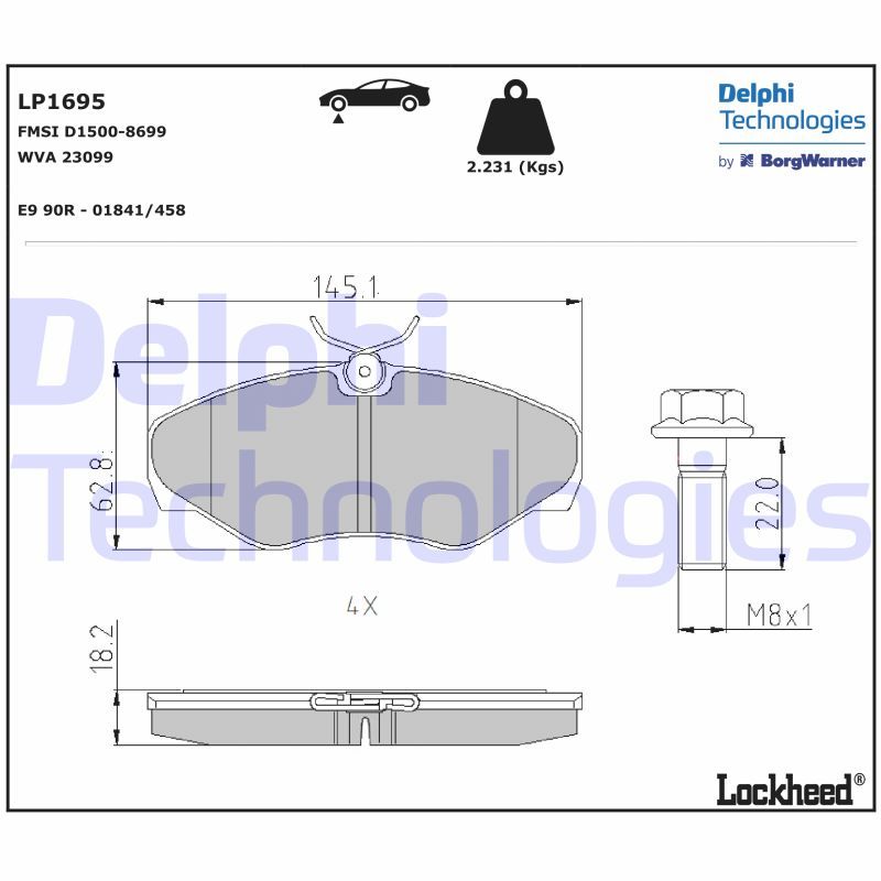 Obrázok Sada brzdových platničiek kotúčovej brzdy DELPHI  LP1695