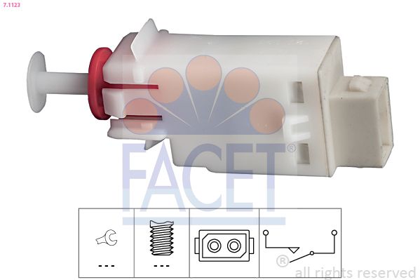 Obrázok Spínač ovládania spojky (pre tempomat) FACET Made in Italy - OE Equivalent 71123