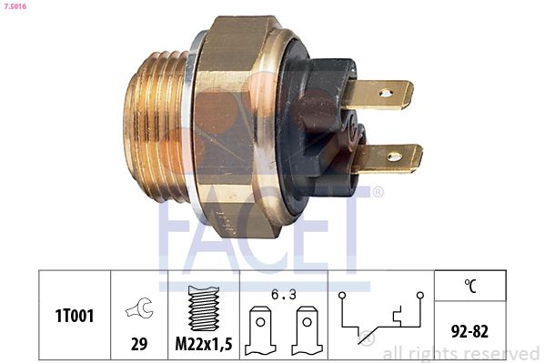 Obrázok Teplotný spínač ventilátora chladenia FACET Made in Italy - OE Equivalent 75016