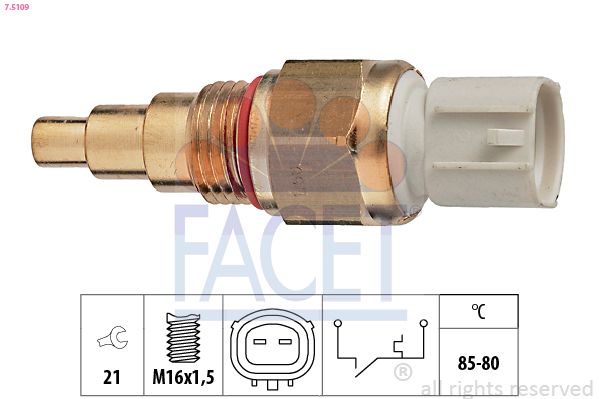 Obrázok Teplotný spínač ventilátora chladenia FACET Made in Italy - OE Equivalent 75109