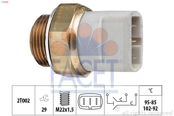 Obrázok Teplotný spínač ventilátora chladenia FACET Made in Italy - OE Equivalent 75635