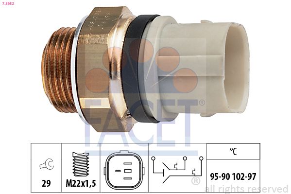 Obrázok Teplotný spínač ventilátora chladenia FACET Made in Italy - OE Equivalent 75652