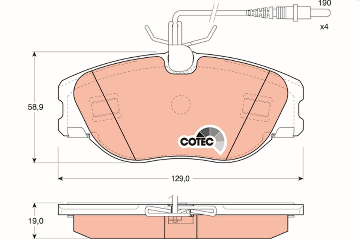 Obrázok Sada brzdových platničiek kotúčovej brzdy TRW COTEC GDB1148