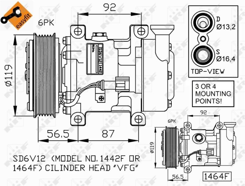 Obrázok Kompresor klimatizácie NRF GENUINE 32701G