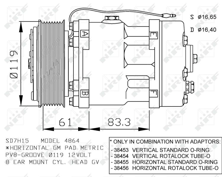 Obrázok Kompresor klimatizácie NRF GENUINE 32723G