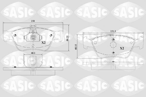 Obrázok Sada brzdových platničiek kotúčovej brzdy SASIC  6216151