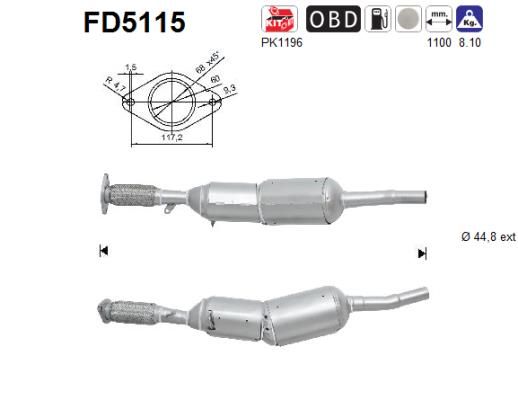 Obrázok Filter sadzí/pevných častíc výfukového systému AS  FD5115