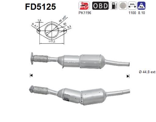 Obrázok Filter sadzí/pevných častíc výfukového systému AS  FD5125