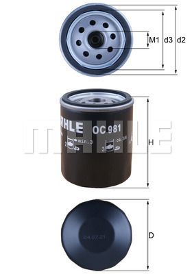 Obrázok Olejový filter MAHLE  OC981
