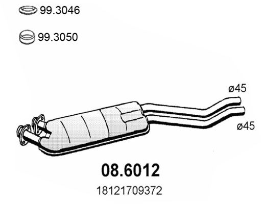 Obrázok Stredný tlmič výfuku ASSO  086012