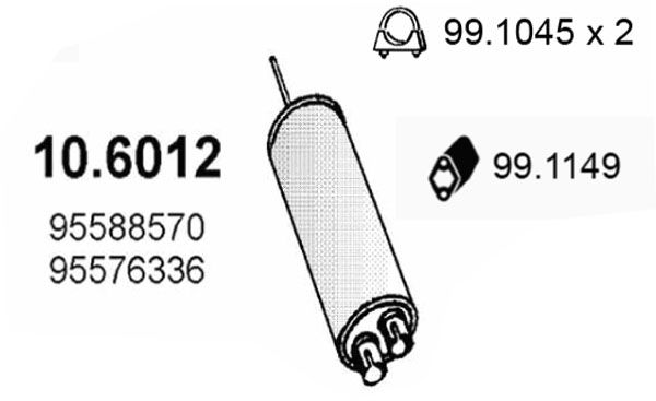 Obrázok Stredný tlmič výfuku ASSO  106012