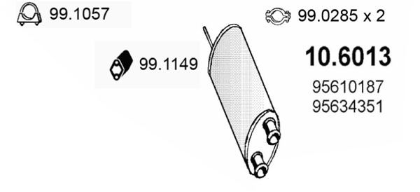 Obrázok Stredný tlmič výfuku ASSO  106013