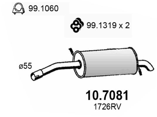 Obrázok Koncový tlmič výfuku ASSO  107081