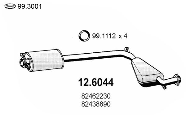 Obrázok Stredný tlmič výfuku ASSO  126044