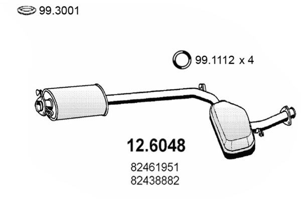 Obrázok Stredný tlmič výfuku ASSO  126048