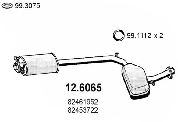 Obrázok Stredný tlmič výfuku ASSO  126065