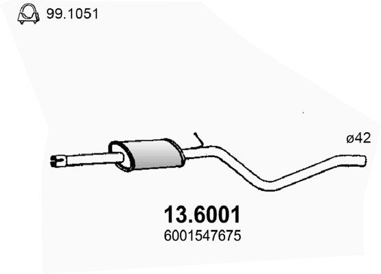 Obrázok Stredný tlmič výfuku ASSO  136001