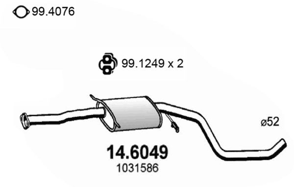 Obrázok Stredný tlmič výfuku ASSO  146049