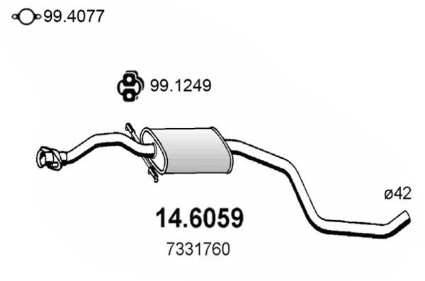 Obrázok Stredný tlmič výfuku ASSO  146059