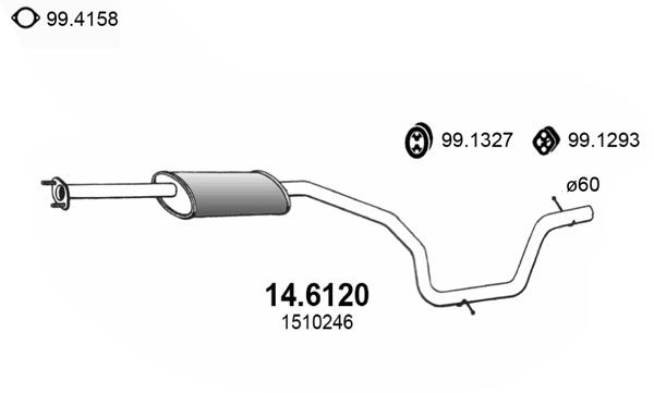 Obrázok Stredný tlmič výfuku ASSO  146120