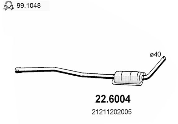 Obrázok Stredný tlmič výfuku ASSO  226004